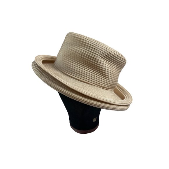 Vintage Frank Olive Gold Standard Neiman Marcus Breton Woven Kentucky Derby Hat - Picture 2 of 7